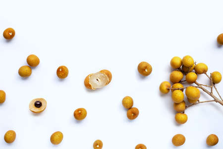 Longan isolated on white background. Top view