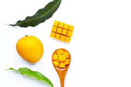 Tropical fruit, Mango  on white background. Copy space