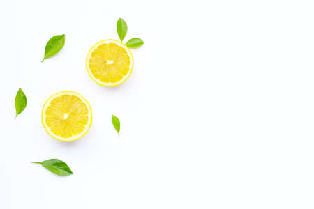 Fresh lemon on white background.の写真素材