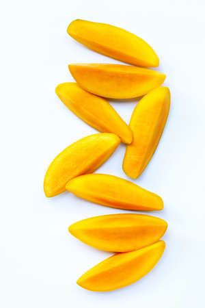 Tropical fruit, Mango  on white background. Top viewの写真素材