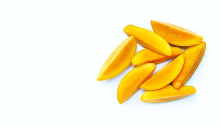 Tropical fruit, Mango  on white background. Top view