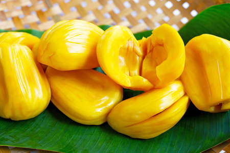 Ripe Jackfruit on banana leaves