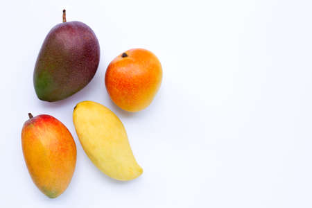 Tropical fruit, Mango  on white background. Top viewの写真素材