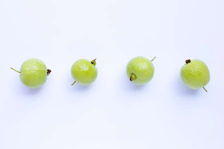 Fresh ripe guava on white. Top viewの写真素材