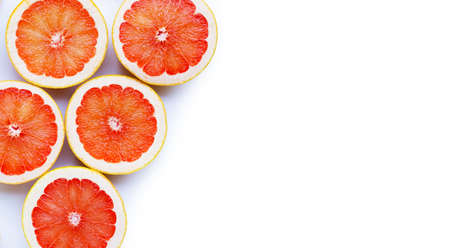 High vitamin C. Juicy grapefruit on white background.の写真素材