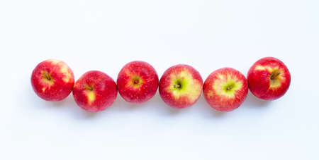 Fresh apples on white background. Top viewの写真素材