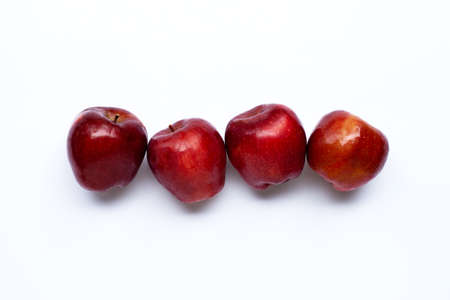 Fresh apples on white background. Top viewの写真素材
