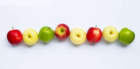 Fresh apples on white background. Top viewの写真素材