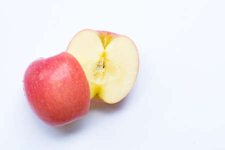 Fresh and juicy pink apple on white background.の写真素材