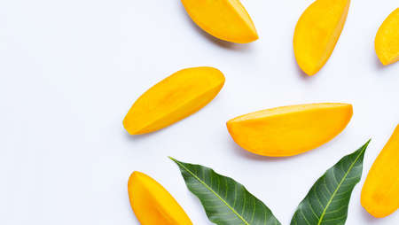 Tropical fruit, Mango  on white background. Top viewの写真素材