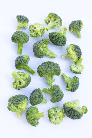 Fresh green broccoli on white background.の写真素材
