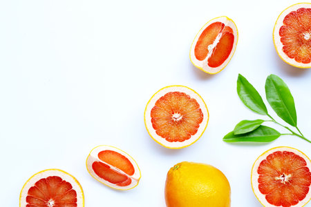 High vitamin C. Juicy grapefruit on white background.の写真素材