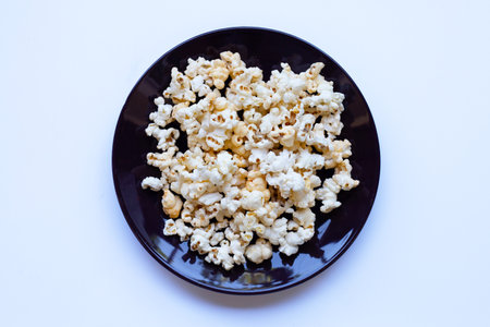 Popcorn on white background. Copy spaceの写真素材