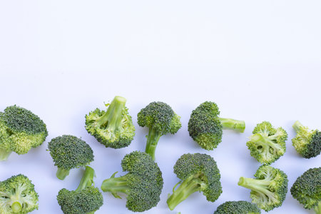 Fresh green broccoli on whiteの写真素材