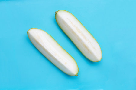 Winter melon on blue background.の写真素材