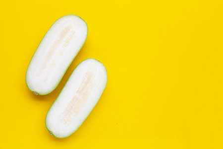 Winter melon on yellow background.の写真素材