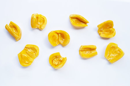 Ripe Jackfruit isolated on white background.の写真素材
