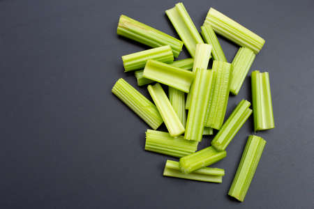 Fresh celery on dark background.の写真素材
