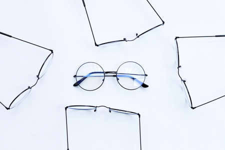 Eye Glasses on white background. Copy spaceの写真素材