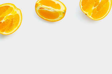 High vitamin C, Juicy and sweet. Fresh orange fruit on white background.の写真素材