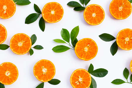 High vitamin C, Juicy and sweet. Fresh orange fruit on white background.