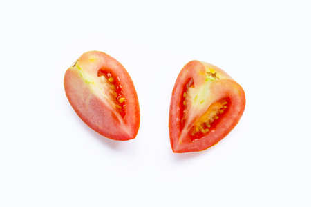 Fresh tomatoes on white background. Copy spaceの写真素材