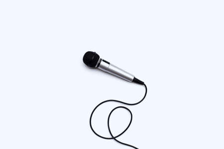 Microphone on white background. Top viewの写真素材