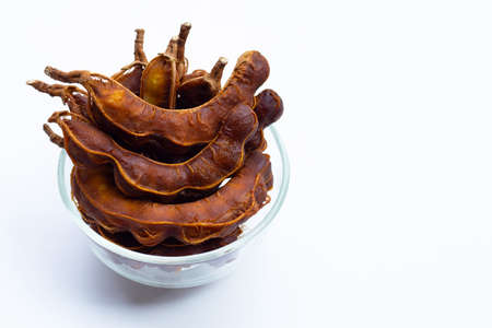 Tamarind tropical fruits on white background.の写真素材