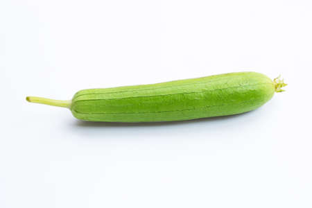 Fresh angled gourd on white background.の写真素材