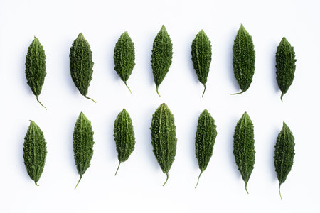 Bitter gourd on white background.の写真素材