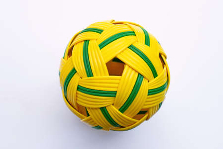 Rattan ball on white background.の写真素材