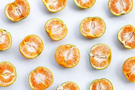 Fresh tangerine orange on white background.の写真素材