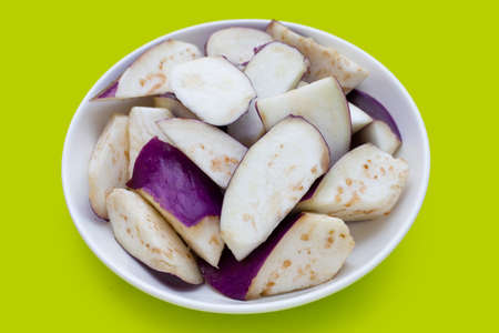 Fresh eggplant on green background.の写真素材