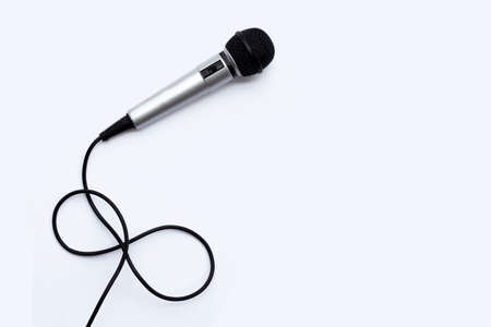 Microphone on white background. Top viewの写真素材