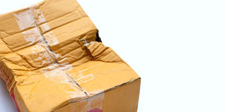 Damaged cardboard box with holeの写真素材
