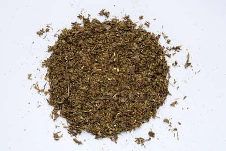 Dried absinthe wormwood on white background.の写真素材