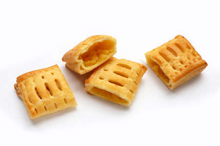 Pineapple pie on white background.の写真素材