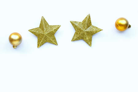 Merry Christmas and Happy Holidays, Christmas composition. gifts and decorations on white background.の写真素材