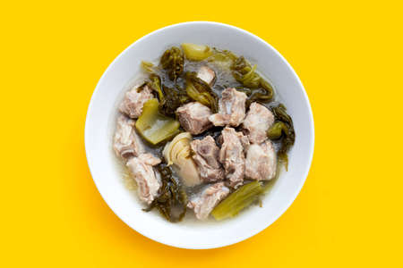 Pork rib soup with pickled cabbage or mustard greensの写真素材