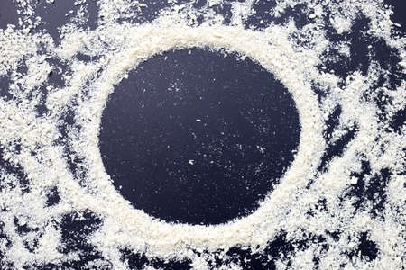 Bread Crumbs on dark background.の写真素材