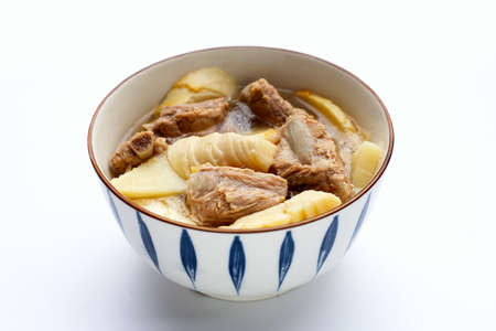 Fresh bamboo shoots with pork ribs soupの写真素材