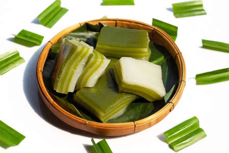 Steamed pandan layer cake. Thai dessertの写真素材
