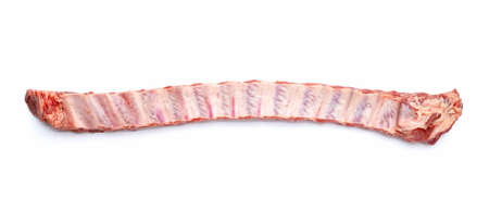 Raw pork ribs on white background.の写真素材