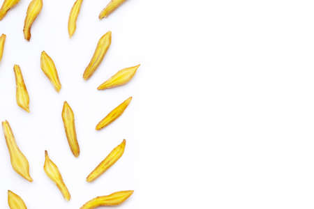 Finger root slices on white background.の写真素材