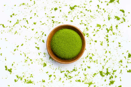 Wolffia globosa or Water Meal on white background.の写真素材