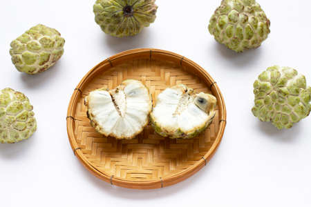 Custard apple on white background.の写真素材