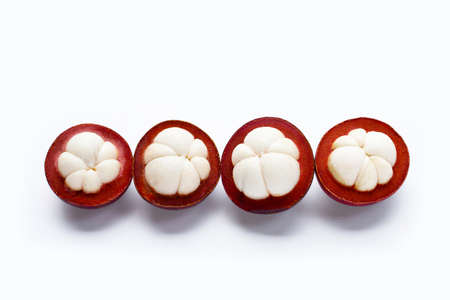 Mangosteen on white background. Top viewの写真素材