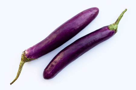 Fresh eggplant on white background.の写真素材