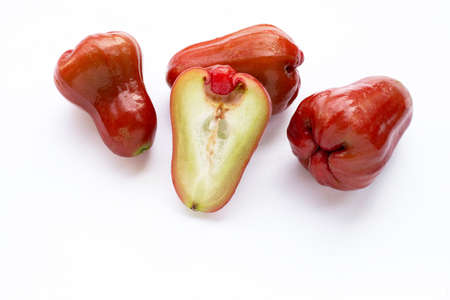 Fresh rose apple on white background.