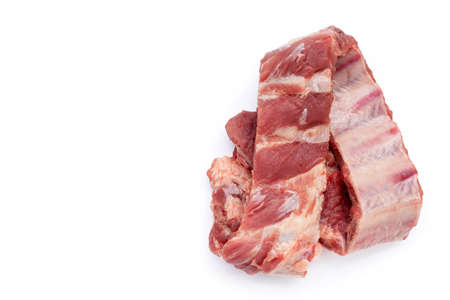 Raw pork ribs on white background.の写真素材